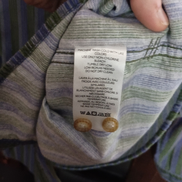 BDG Men's Corduroy Green and Blue Striped Shirt_Large - Picture 8 of 9